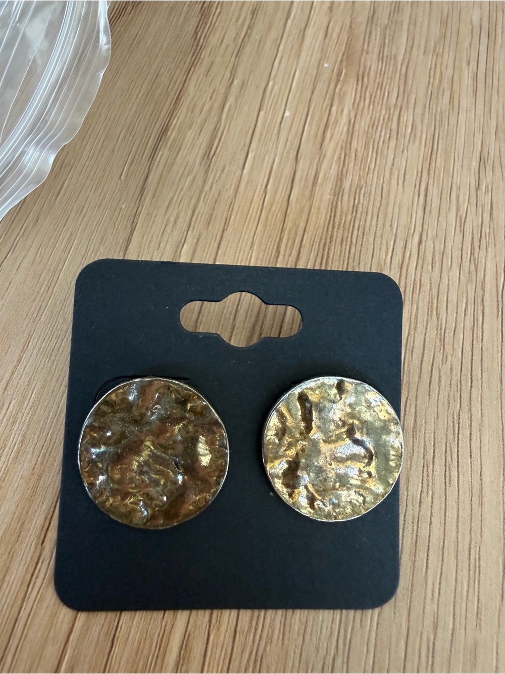 Gold-Tone Hammered Round Clip-On Earrings - Women's Accessories